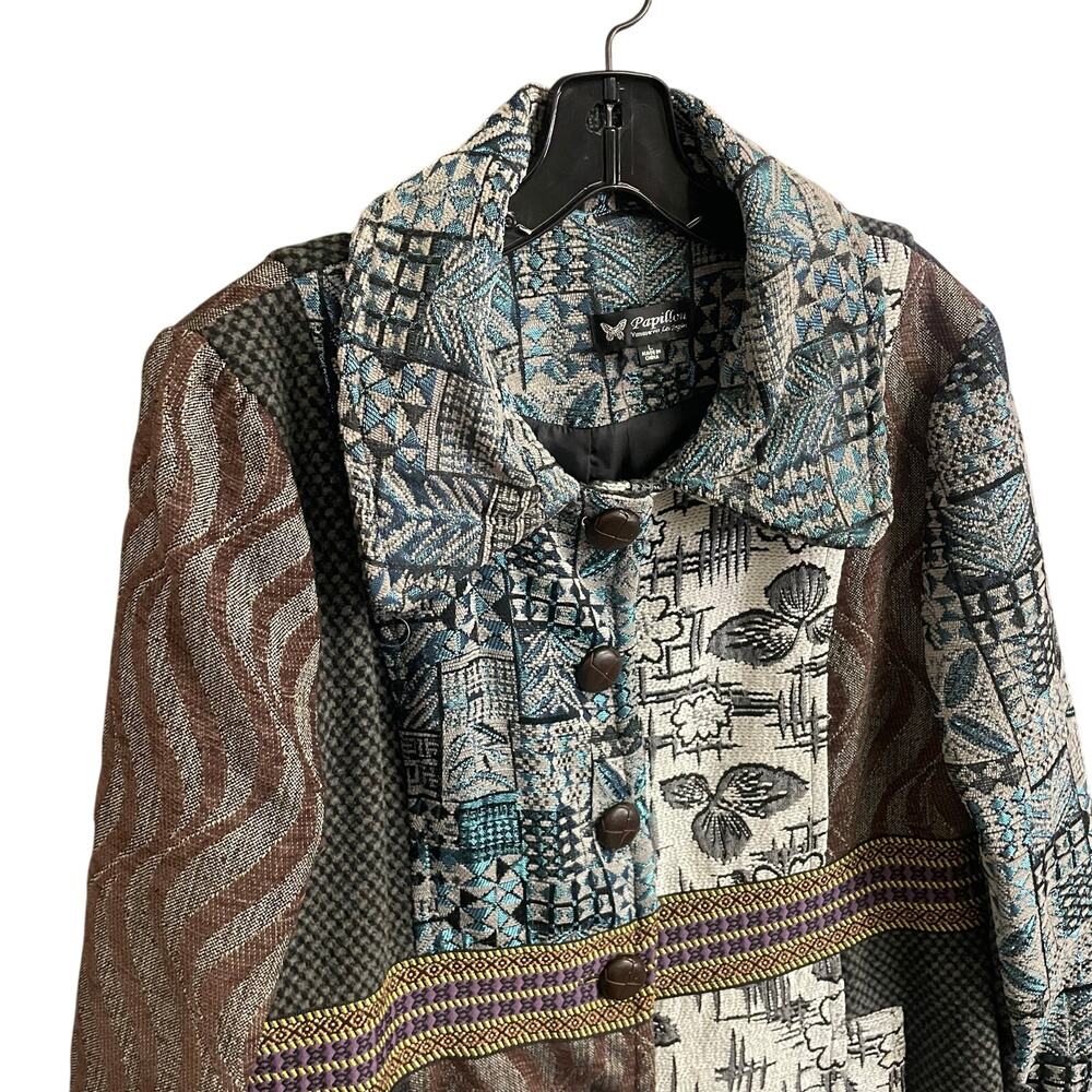 Papillon Mixed Print Button Front Coat Multicolor… - image 5